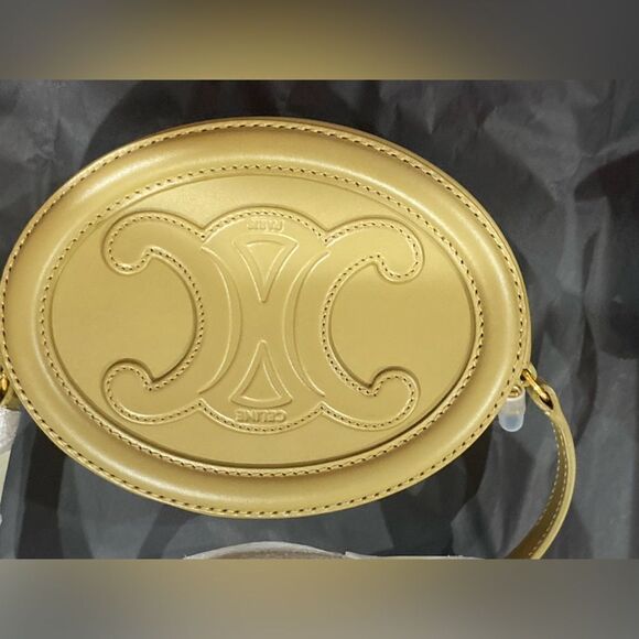 Celine Triomphe Oval Crossbody Bag Leather Mini Green - Picture 9 of 10